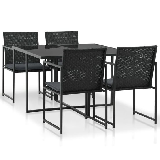 Ensemble à manger d'extérieur 5pcs avec coussins résine tressée