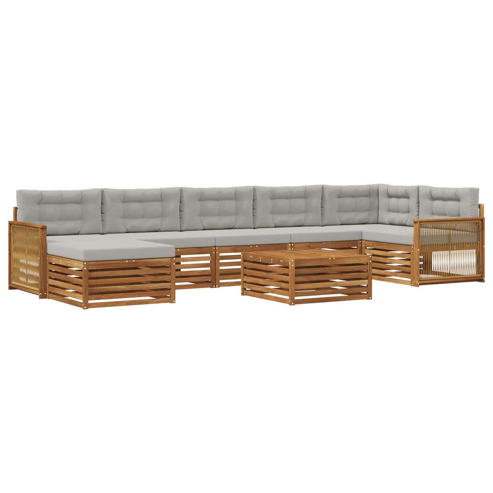 Ensemble de canapés d'extérieur 8 pc naturel et gris clair