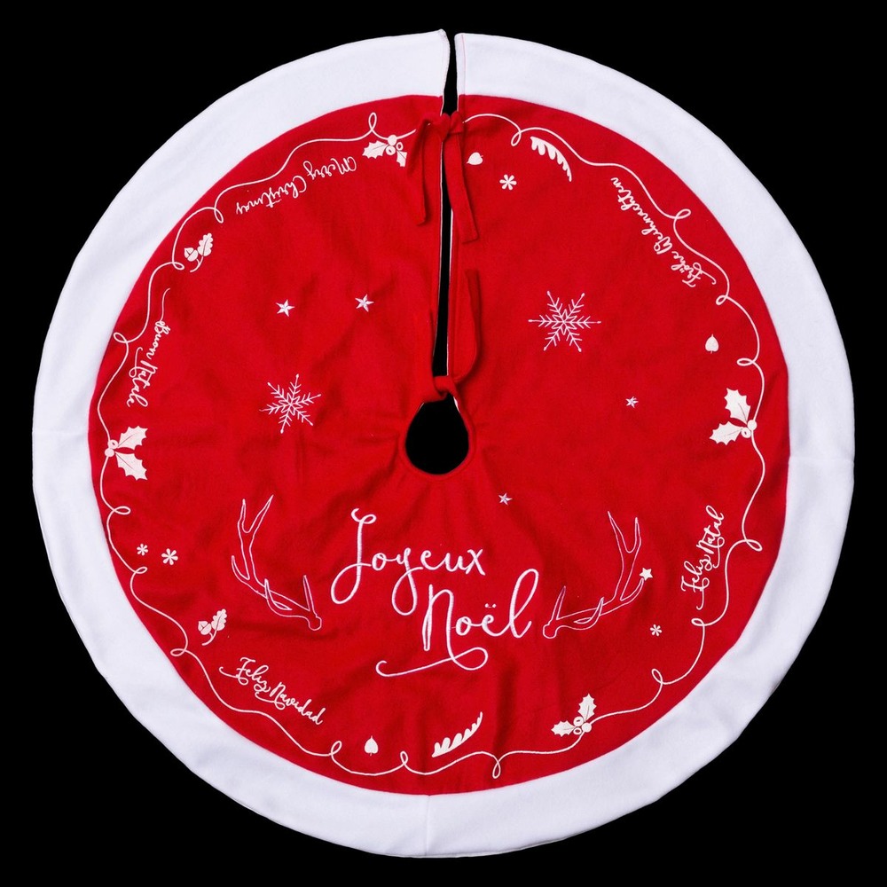 Déco de noël tapis pour pied de sapin en feutrine d 90 cm