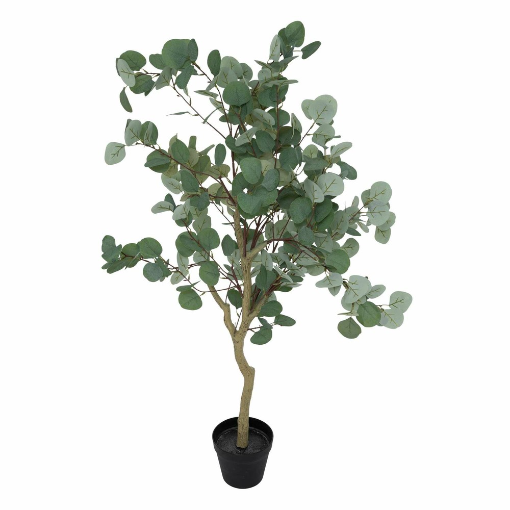 Eucalyptus artificiel avec pot plastique - h. 127 cm - vert