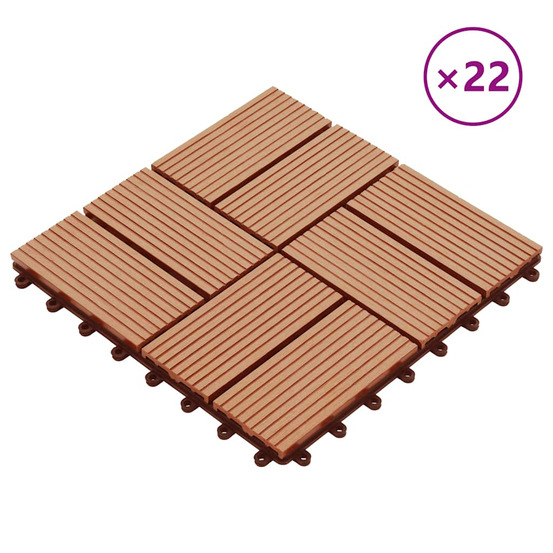 Carreaux de terrasse 22 pcs 30 x 30 cm 2 m² wpc teck