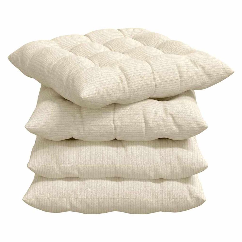 Coussins de siège 4 pc tissu en velours côtelé crème