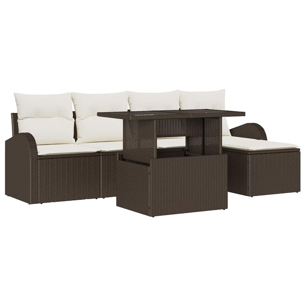 Ensemble de canapé de jardin 6 pc marron poly rotin