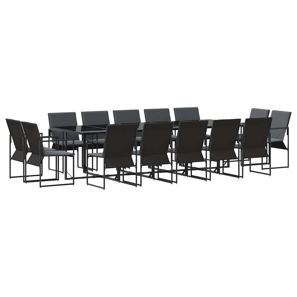 Ensemble de salle à manger pour jardin 15 pc noir acier