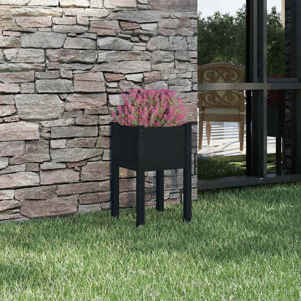 Jardinière haute en bois de pin massif pour extérieur jardin et balcon noir 40x70 cm