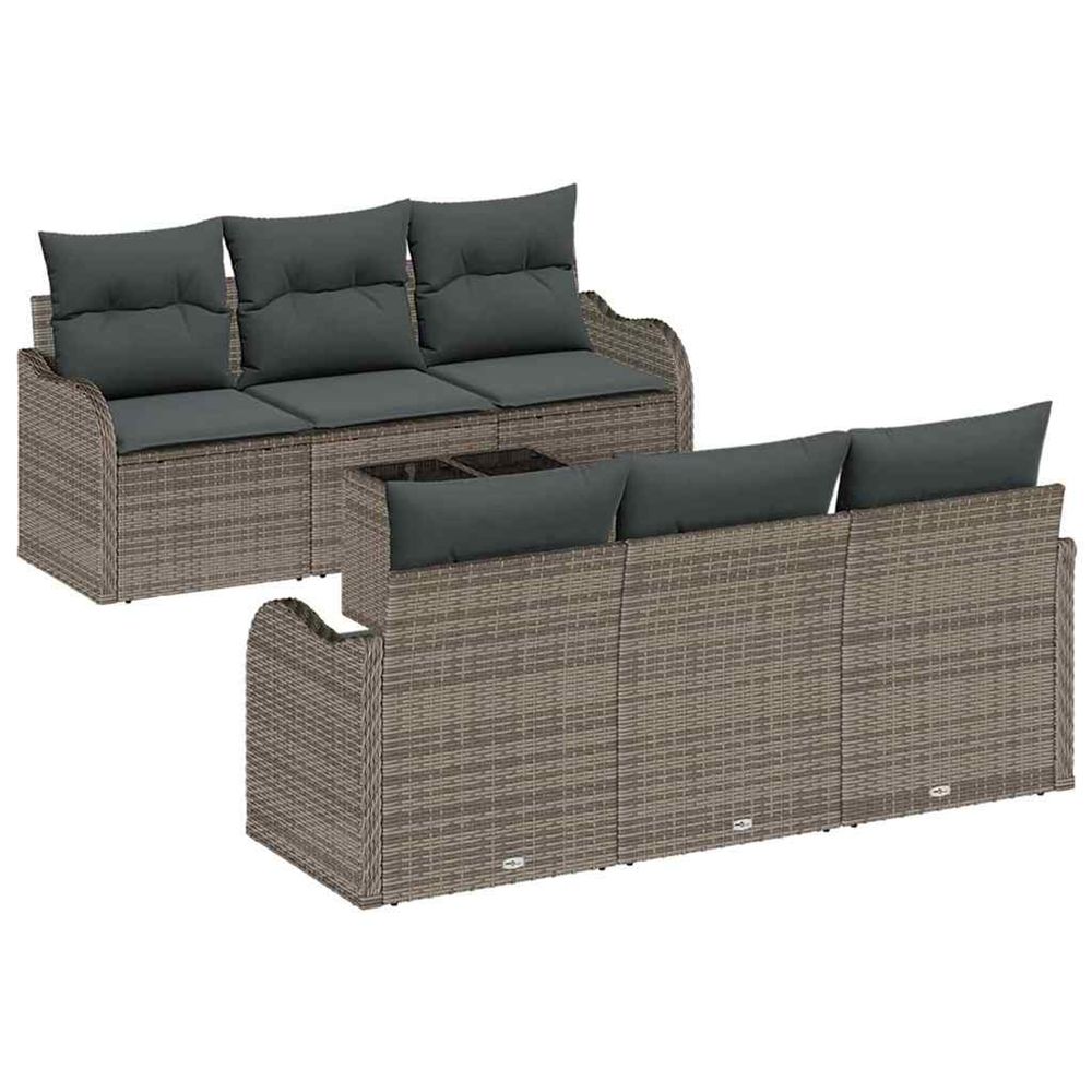 Ensemble de canapé de jardin 7 pc 6-nombre de places gris