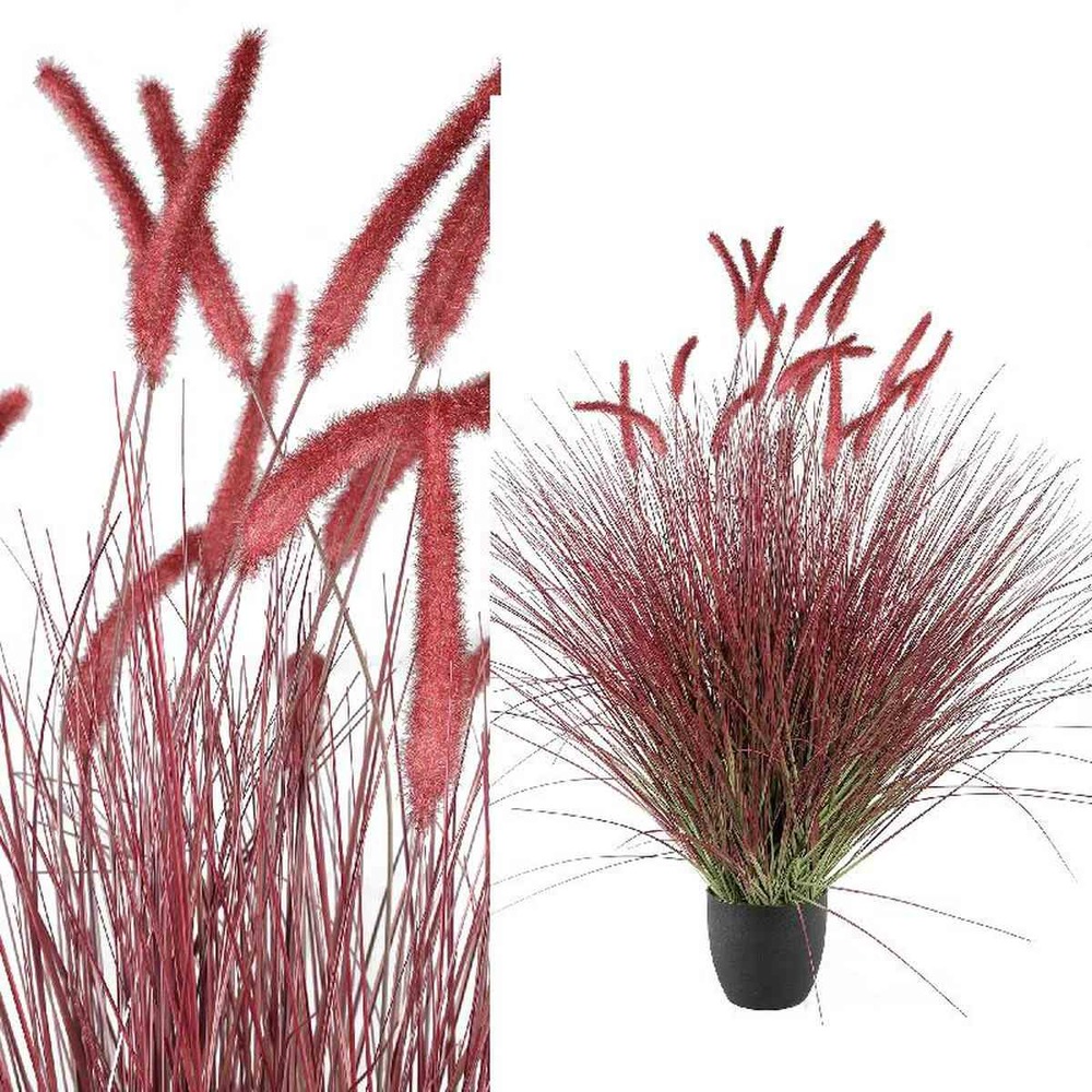 Ptmd plante artificielle setaria - 110x130x124 cm - plastique - rouge