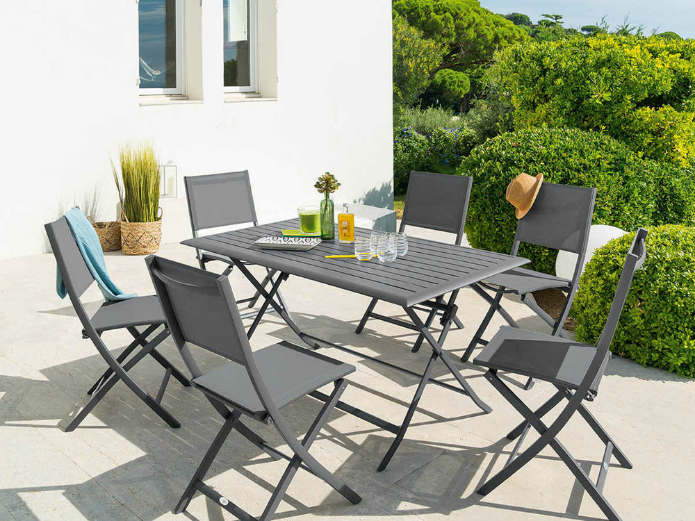 Table de jardin rectangulaire azua 6 places graphite