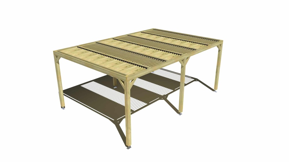 Pergola bois • 6m x 4m • indépendante • sens profondeur • lames orientables bioclimatiques incluses • livraison comprise