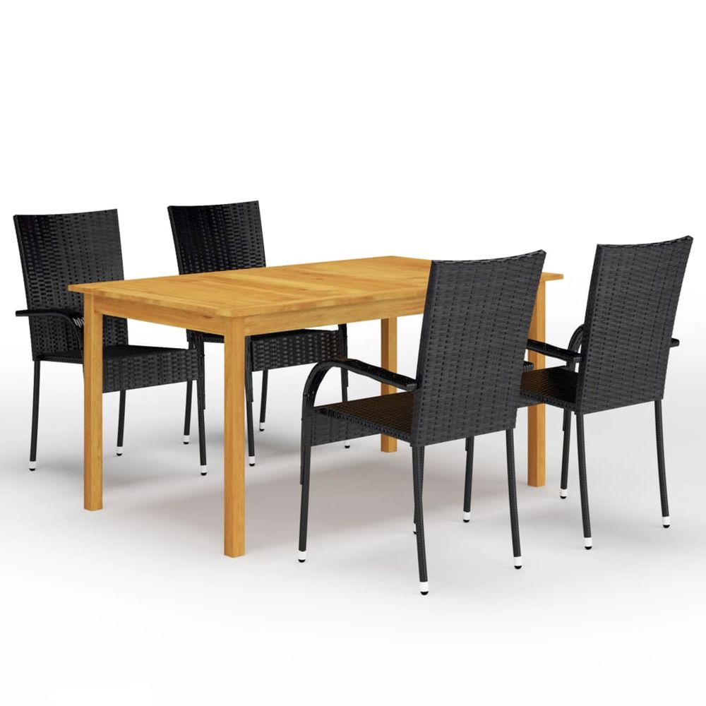 Ensemble à manger de jardin 5 pcs noir