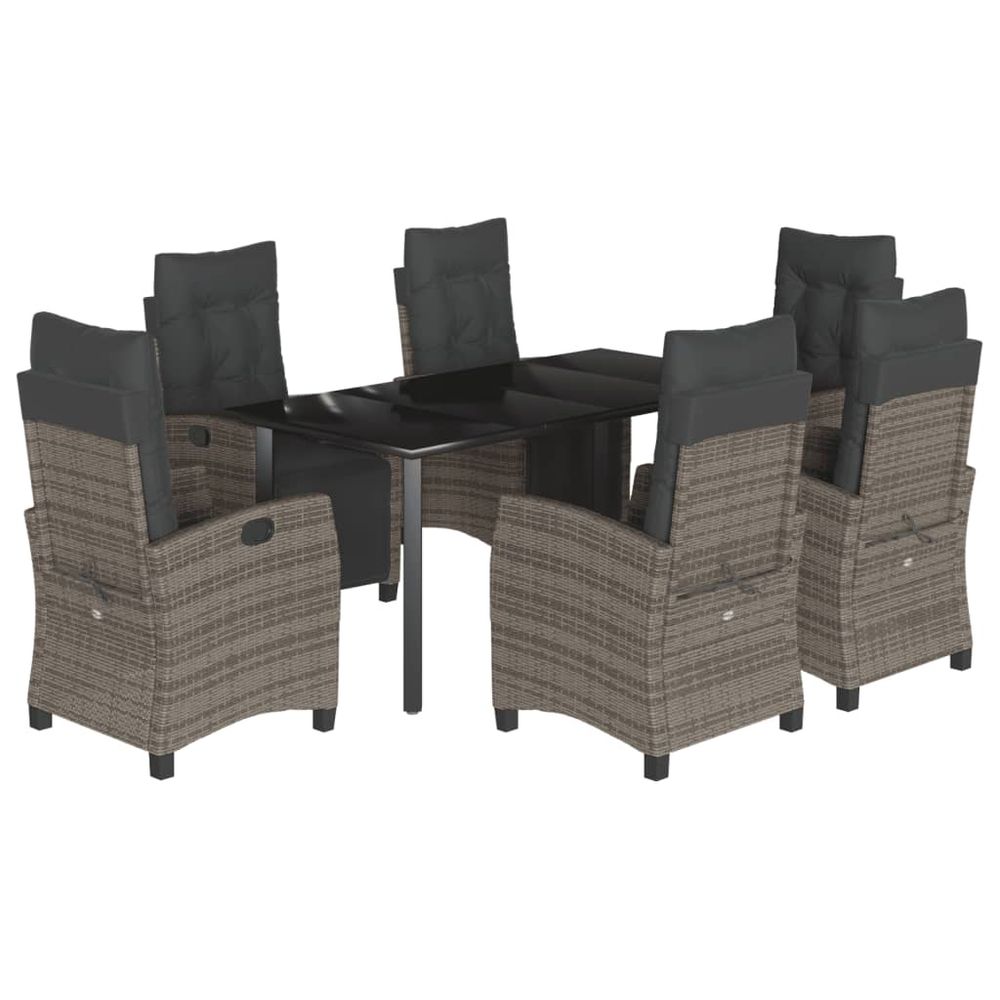 Ensemble à manger de jardin et coussins 7 pcs gris rotin