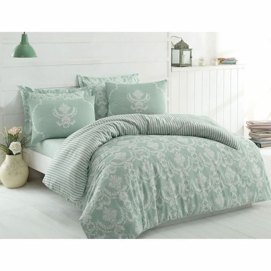 Parure de lit - housse de couette 220 x 240 + 2 taies d'oreiller 60 x 60, 65% coton- vert