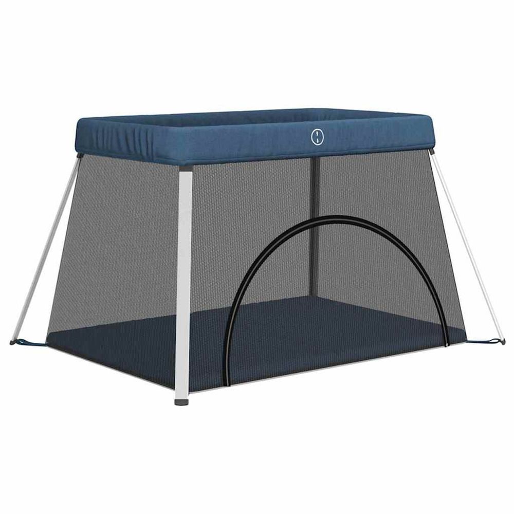 Parc pour bébé avec matelas bleu marine tissu de lin