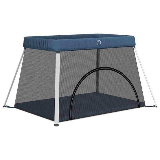 Parc pour bébé avec matelas bleu marine tissu de lin