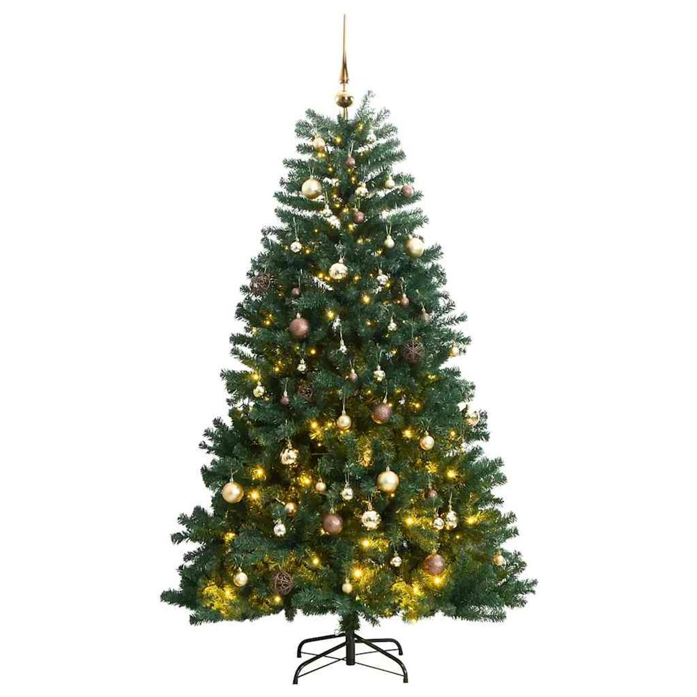 Sapin de noël artificiel articulé 300 led et boules 180 cm