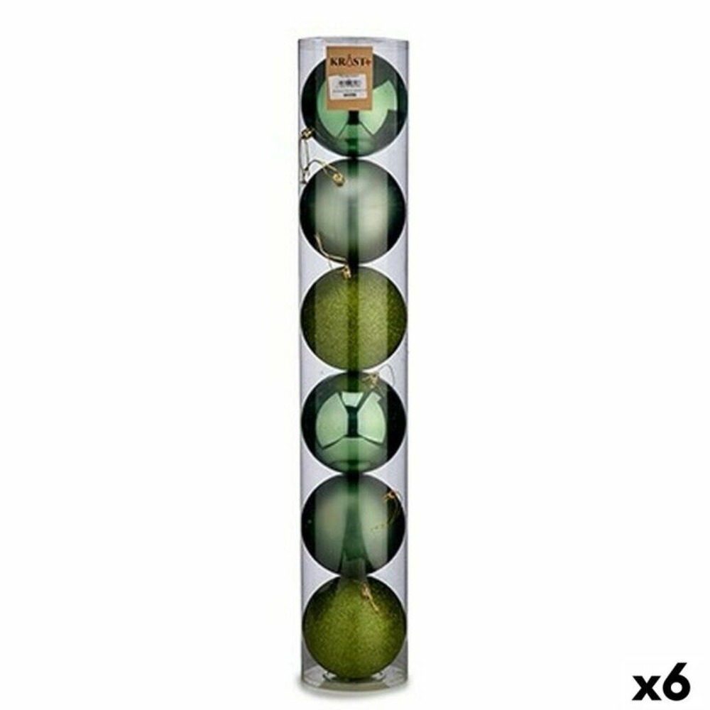 Lot de boules de noël 6 pièces vert plastique ø 12 cm (6 unités)