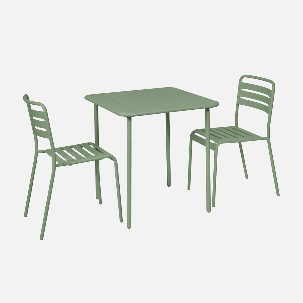 Table de jardin métal amélia avec 2 chaises