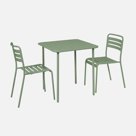 Table de jardin métal amélia avec 2 chaises