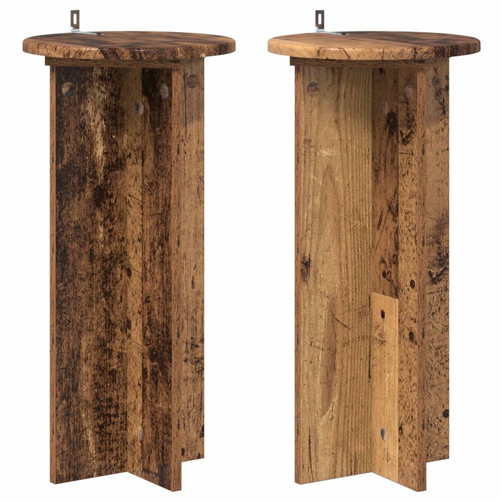 Support de plante 2 pièces bois ancien 29,5 x 29,5 x 60 cm
