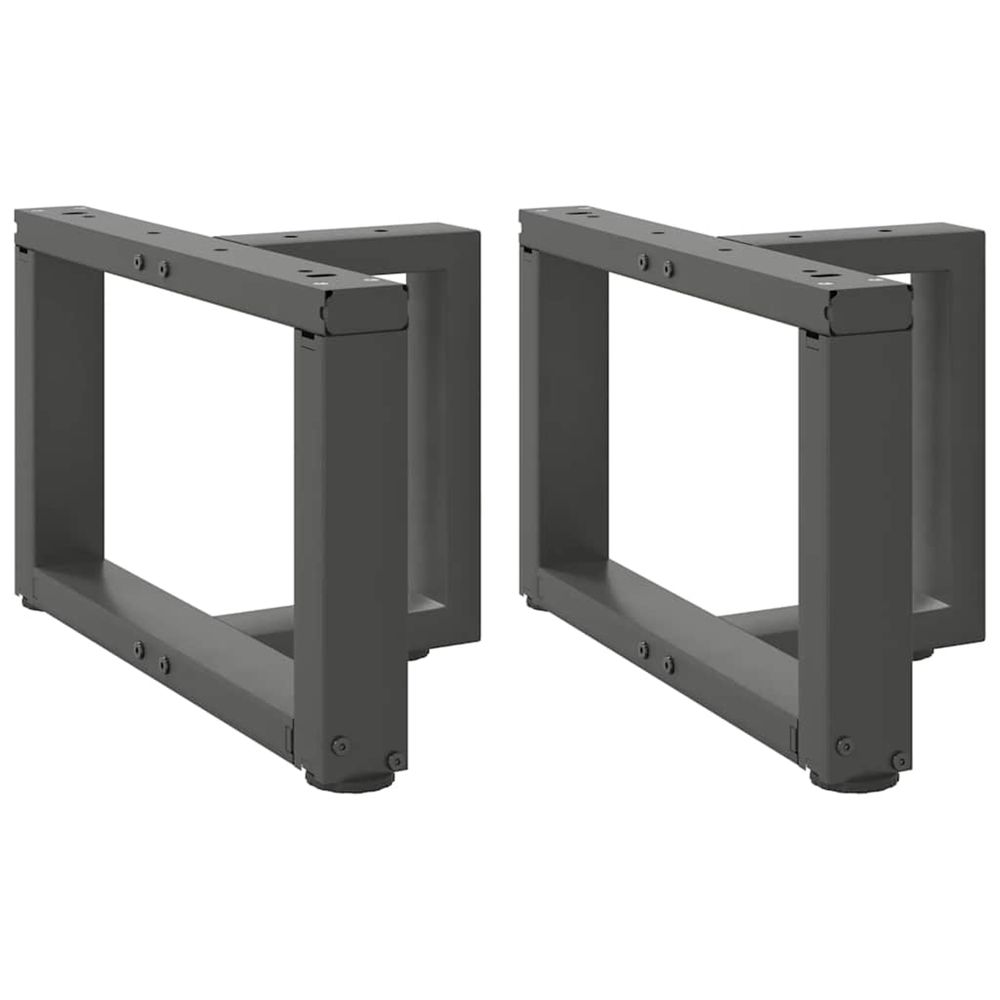 Pieds de table basse en t, 2 pièces, anthracite, 50 x 25 x (30-31) cm, acier