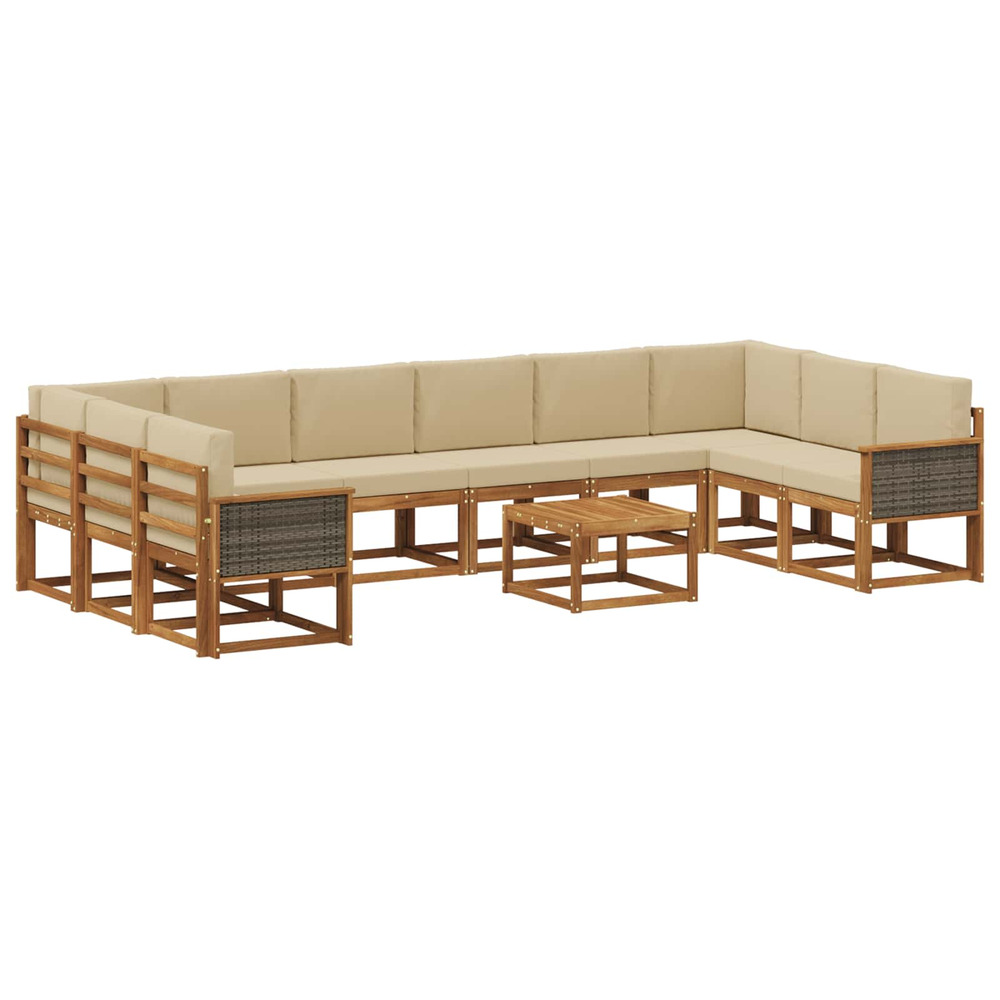Ensemble de canapés d'extérieur 11 pcs naturel et beige