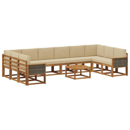 Ensemble de canapés d'extérieur 11 pcs naturel et beige