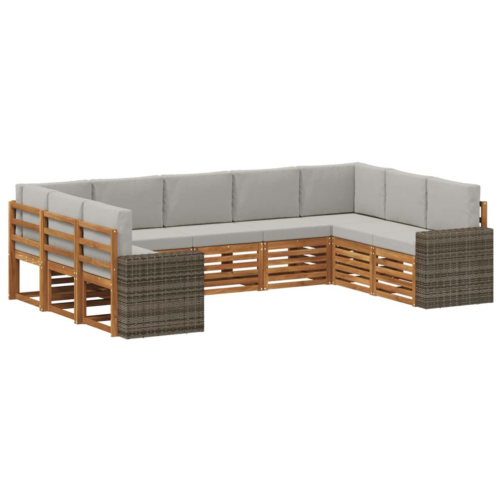 Ensemble de canapés d'extérieur 9 pc naturel et gris clair
