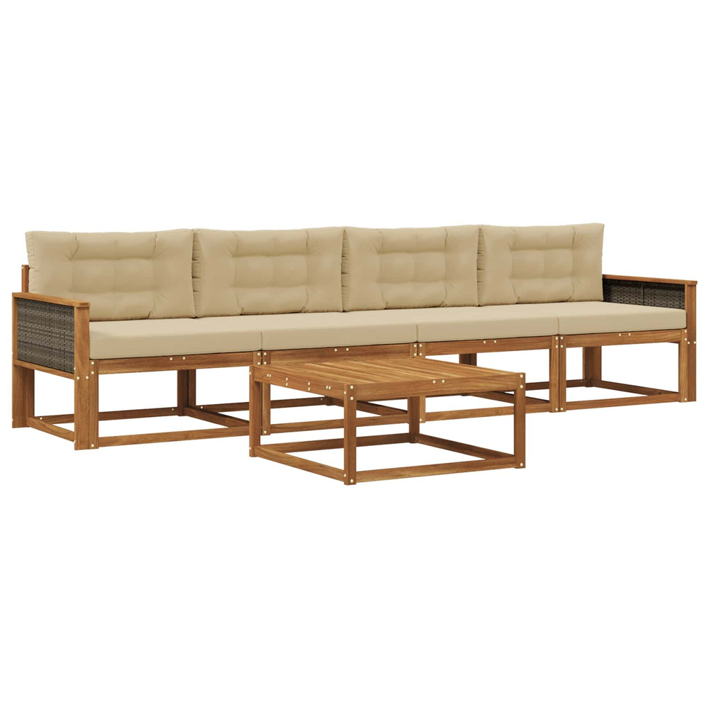 Ensemble de canapés d'extérieur 5 pcs naturel et beige