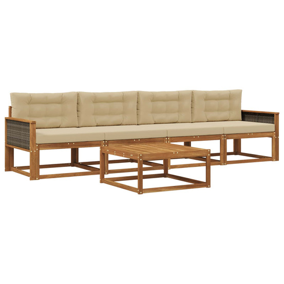 Ensemble de canapés d'extérieur 5 pcs naturel et beige