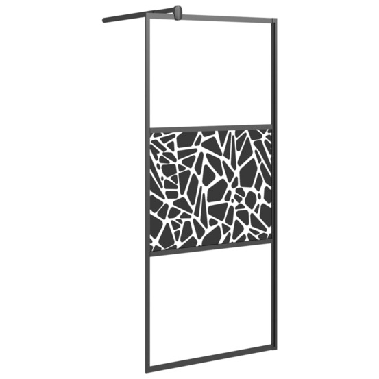 Paroi de douche 90x195 cm verre esg avec design de pierre noir