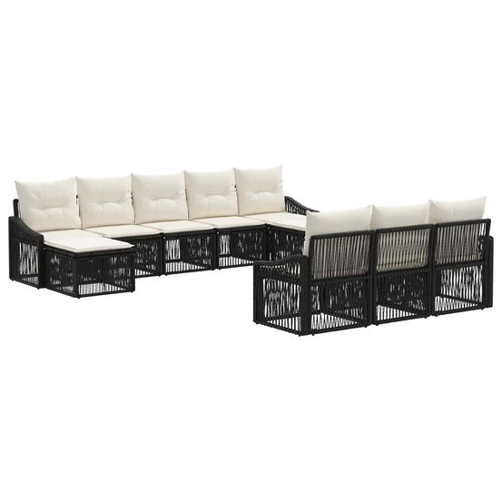 Ensemble de canapé de jardin 10 pc noir polyrotin