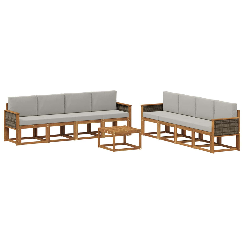 Ensemble de canapés d'extérieur 7 pcs naturel et gris clair