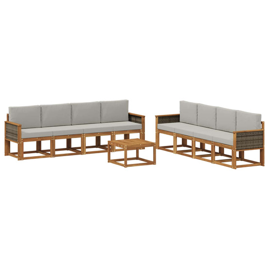 Ensemble de canapés d'extérieur 7 pcs naturel et gris clair