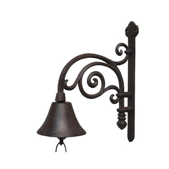 Cloche de jardin de porte ancienne en fonte marron 27 x 20.5 cm