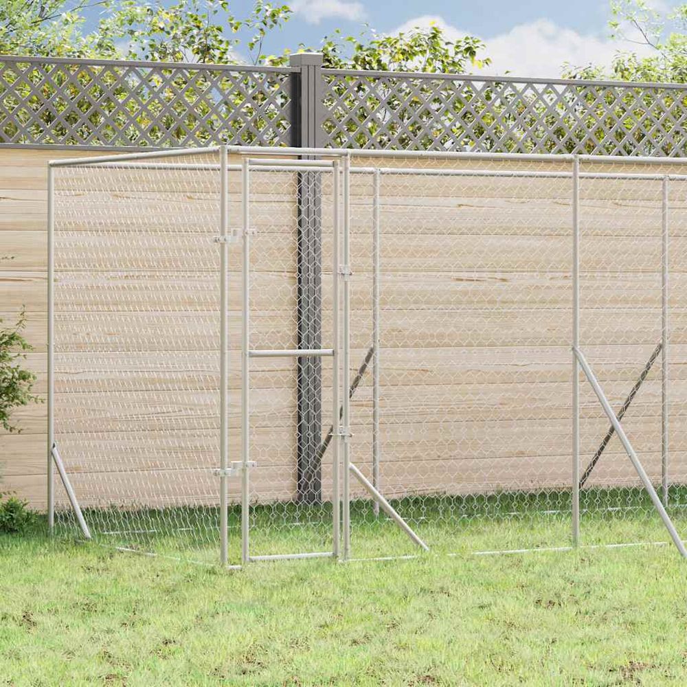 Chenil extérieur acier galvanisé pour chiens et animaux jardin 6x2x2 m