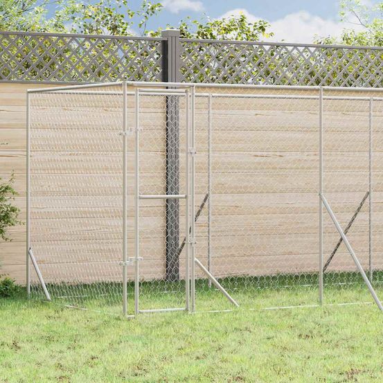 Chenil extérieur acier galvanisé pour chiens et animaux jardin 6x2x2 m