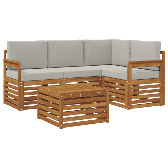 Ensemble de canapés d'extérieur 5 pcs gris naturel et clair