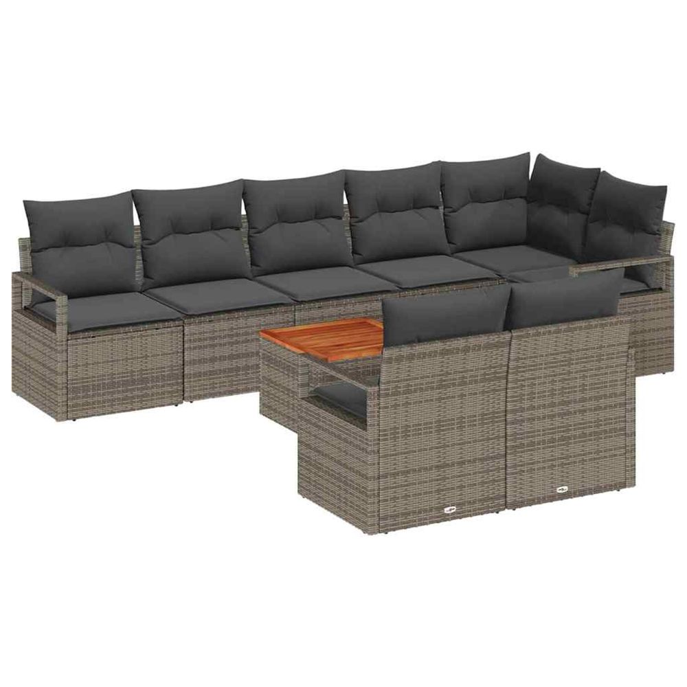 Ensemble de canapé de jardin 9 pc gris polyrotin