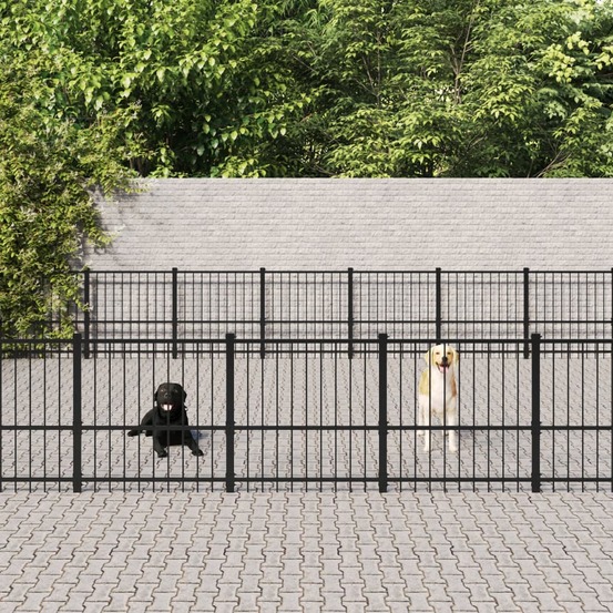 Chenil d'extérieur pour chiens acier 52,69 m²