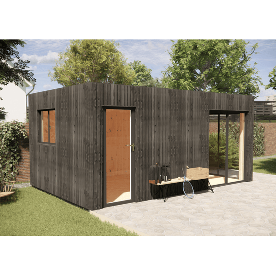 Studio de jardin bien isolé en bois 5,5 x 3,5 x 2,7 m / isolation re2020 avec plancher isolé