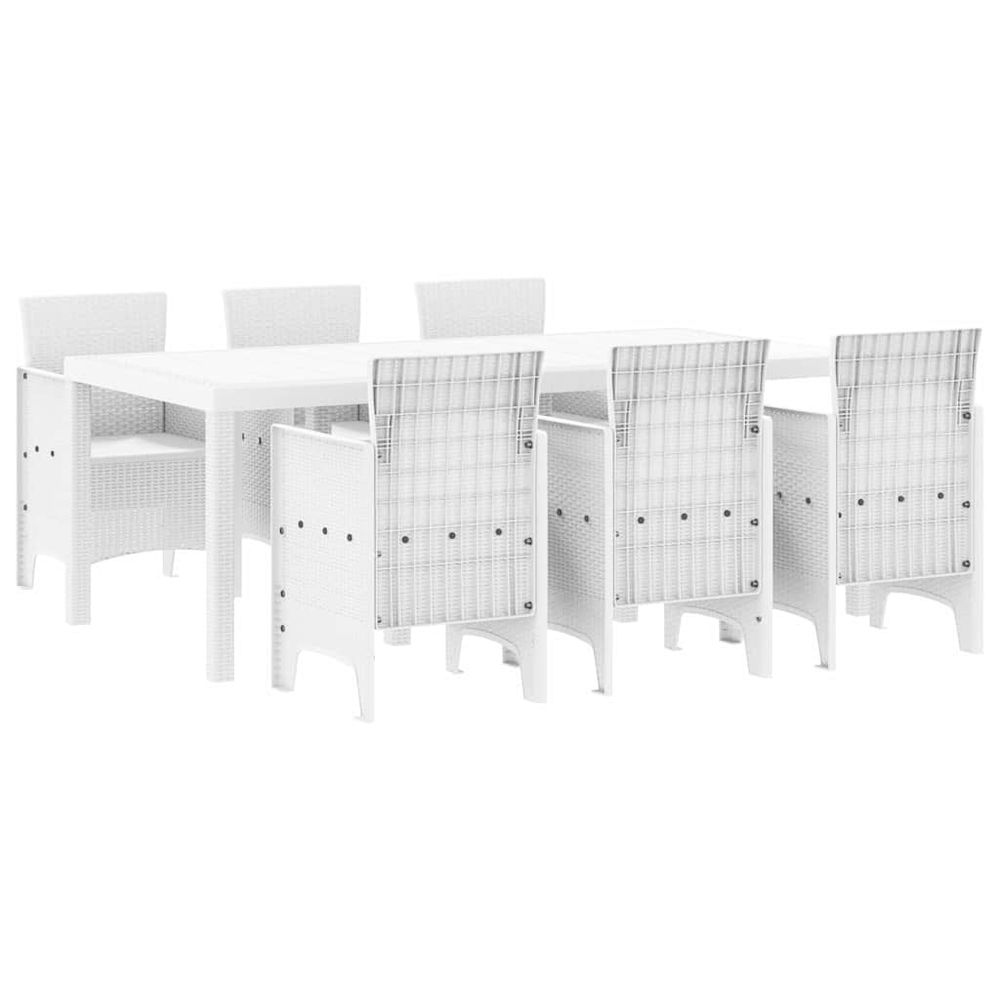 Ensemble de salle à manger pour jardin 7 pc blanc polypropylène
