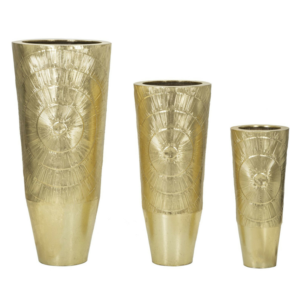 Lot de 3 vases en métal goldely 114cm or