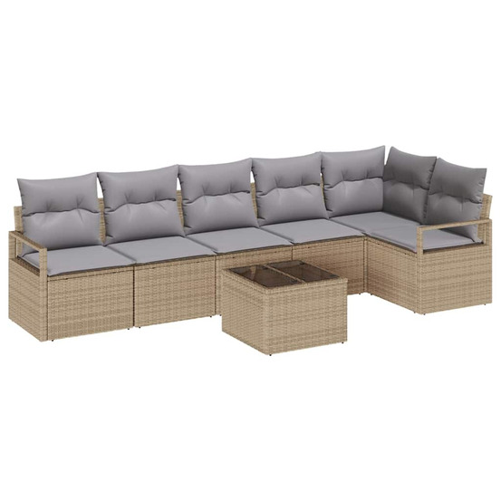 Ensemble de canapé de jardin 7 pcs beige et gris clair