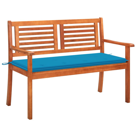 Banc de jardin 2 places avec coussin 120 cm bois d'eucalyptus