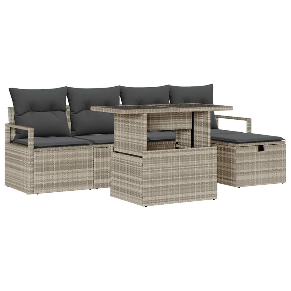 Ensemble de canapé de jardin 6 pc gris clair polyrotin