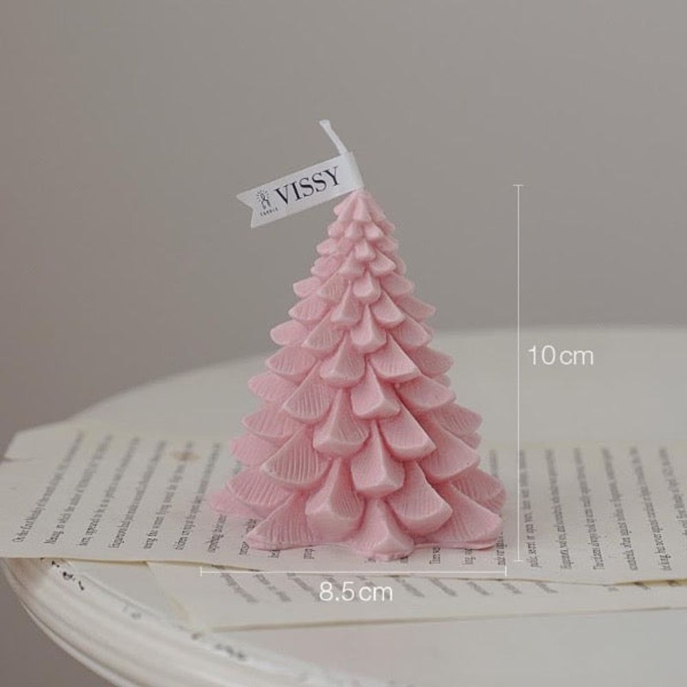 Bougie de noël - sapin rose