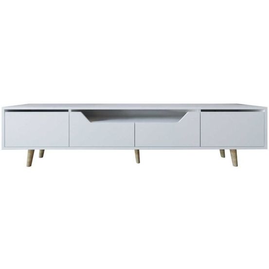 Meuble tv en aggloméré 180 x 29.8 x 48 cm roma blanc