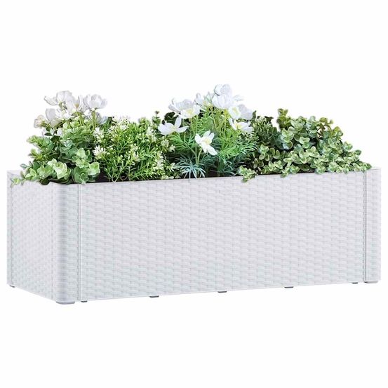 Jardinière 90l polypropylène avec système d'arrosage pour balcon terrasse blanc