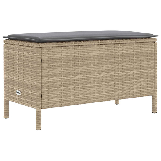 Pouf de jardin beige et gris clair 80 x 38 x 42 cm rotin pe