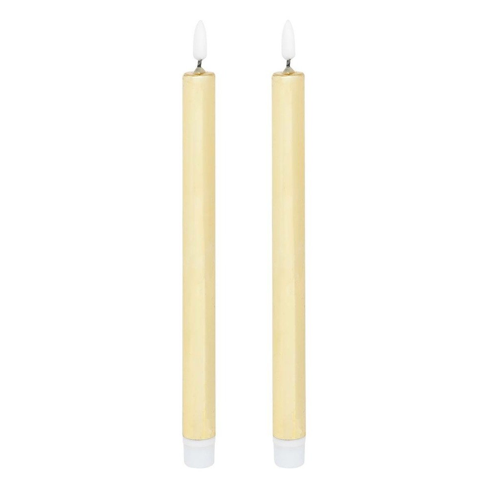 Lot de 2 bougies led bâton métal doré